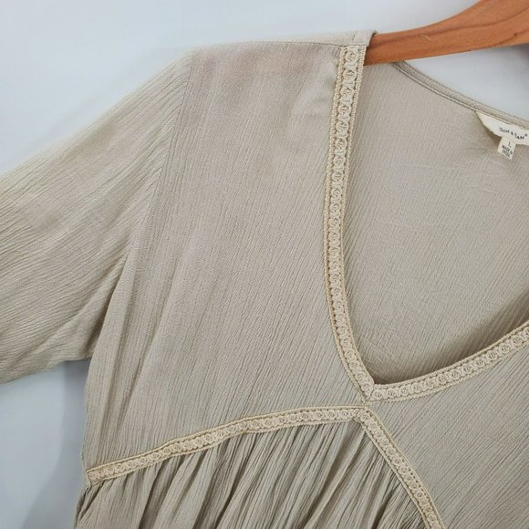 Sim & Sam Cream/Ivory Long Sleeve Tunic Top Womens Sz L Peasant Boho Cottagecore - Picture 5 of 10